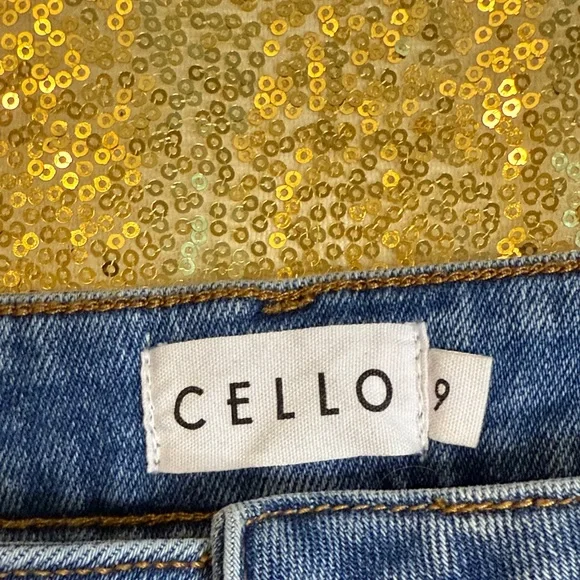 Cello Medium Blue High-Rise Flare Jeans with Knee Distress - Picture 2 of 7